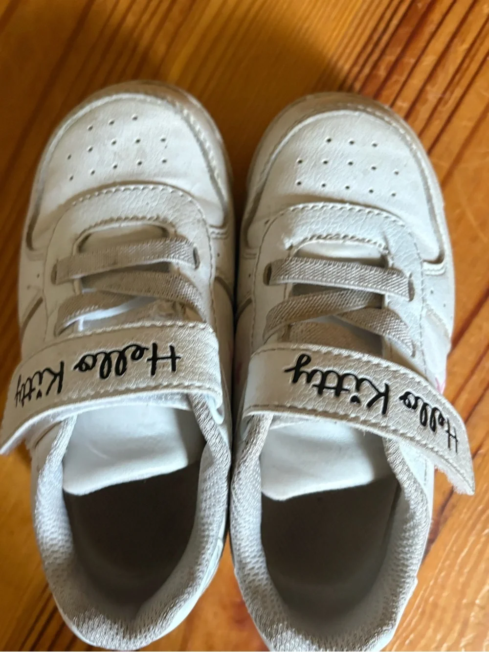 90s Kids' Hello Kitty Velcro Sneakers with Pink Accents